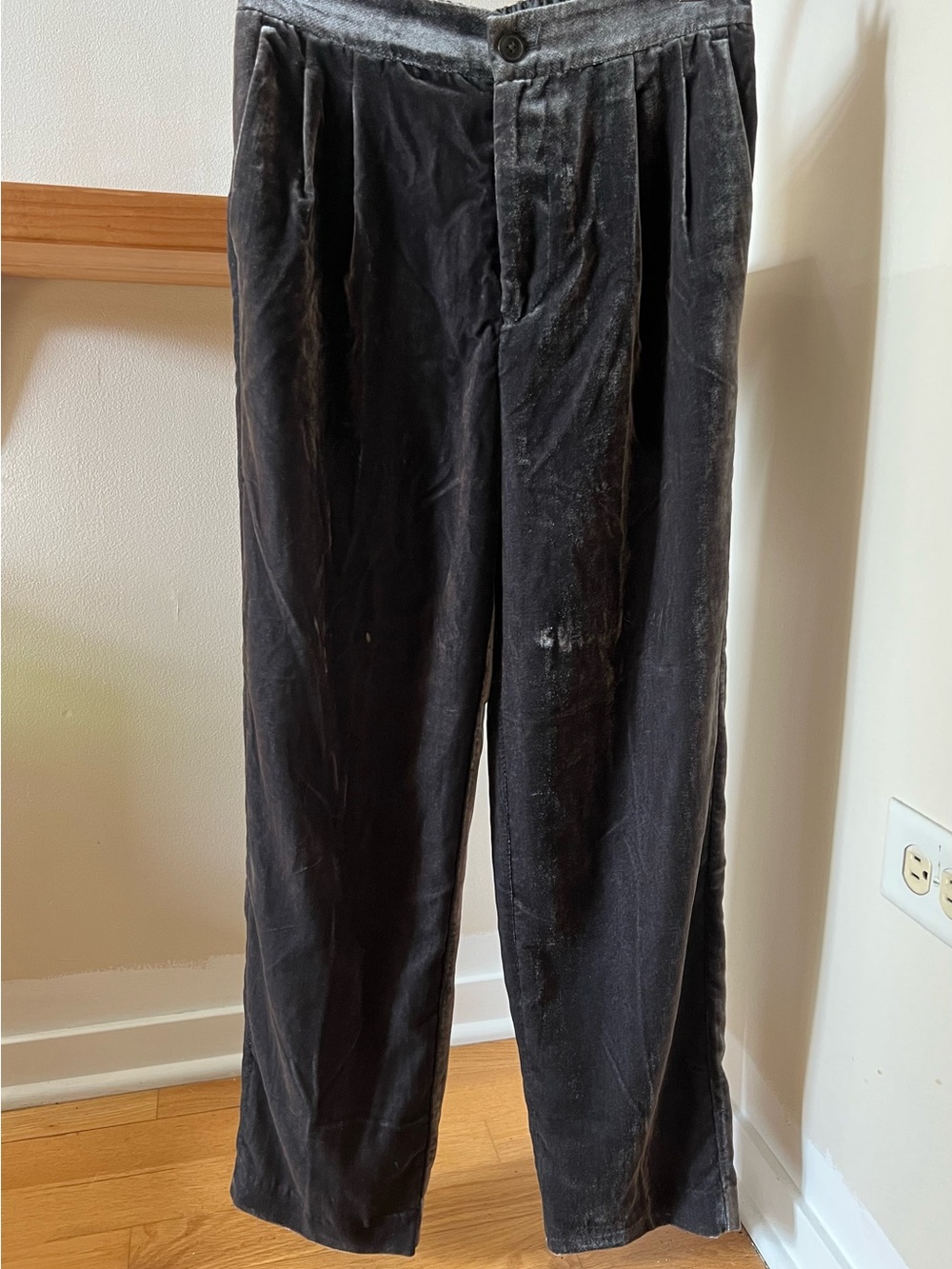 Madewell Velvet Silver Grey Pleated Women's Trousers